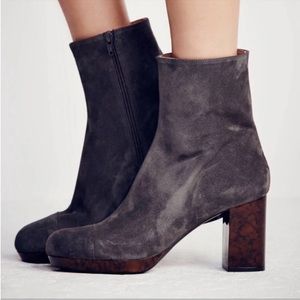 Free People Liquid Gold Gray Platform Suede Boot